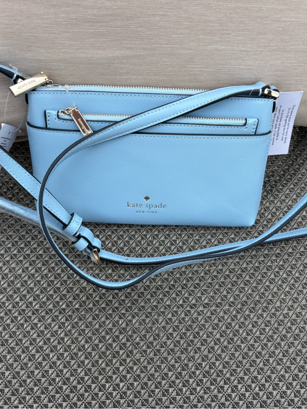 Kate Spade Sadie Celeste blue crossbody with card holder